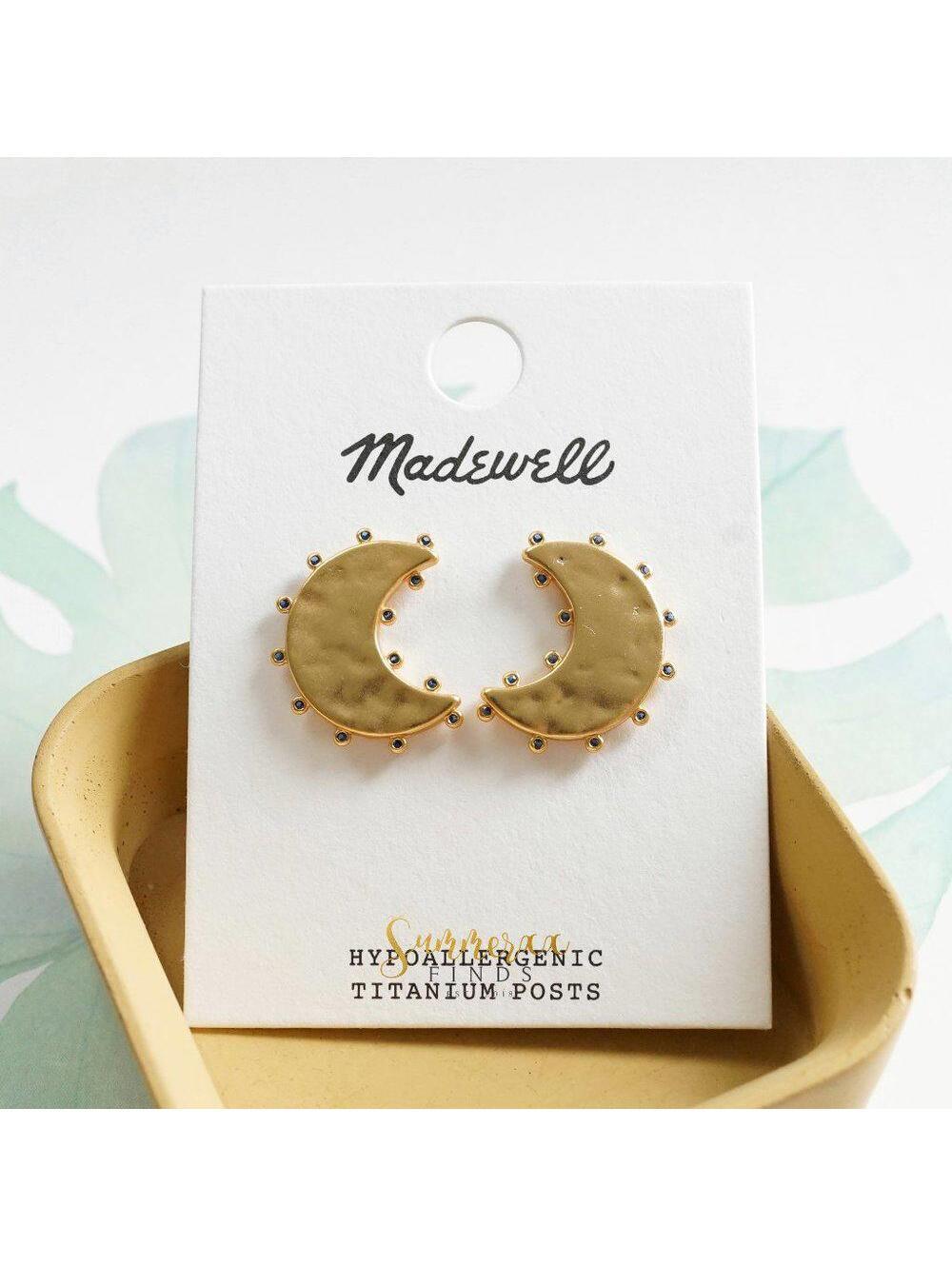 Madewell Dotted Moon Statement Stud Earrings